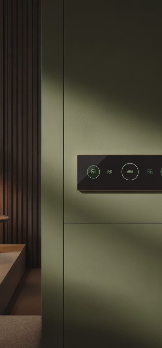 Painel de controle inteligente instalado na parede